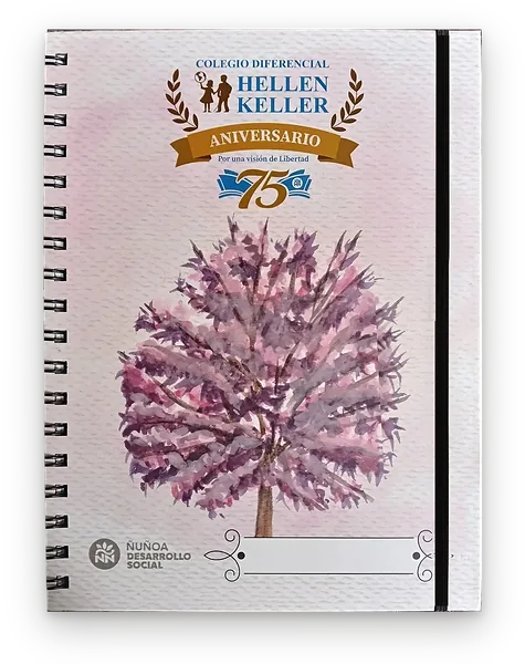 Agenda anillada con elástico por los 75 años del Colegio Hellen Keller de Ñuñoa