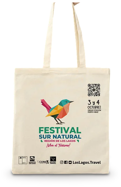Bolsa de algodón estampada para el Festival Sur Natural de Sernatur Los Lagos, Puerto Montt