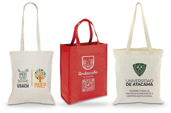 Bolsas de algodón y reutilizables estampadas con logo institucional