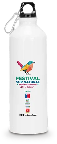 Botella de aluminio con el logo del Festival Sur Natural de Sernatur Los Lagos, Puerto Montt