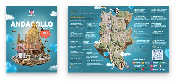 Guía informativa de Andacollo con mapa turístico desplegable para la Municipalidad de Andacollo