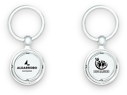 Llaveros acrílicos con logo de la Municipalidad y el DAEM de Algarrobo